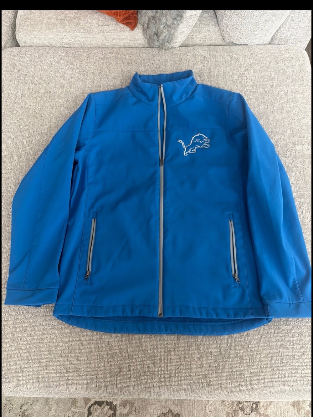 NFL Bright Blue Jacket with White Shield and Red NFL Logo Detroit lions men’s